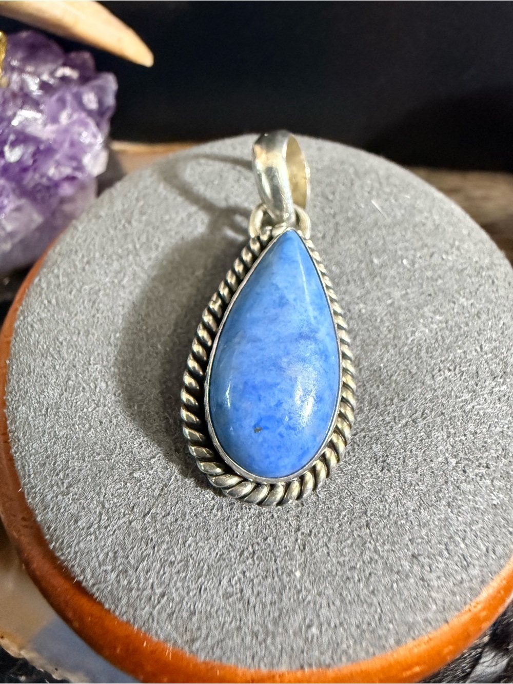 925, Denim Lapis Teardrop, Signed Native Pendant ~ Artie Yellowhorse - Picture 2 of 6